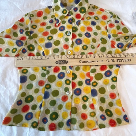 Vintage IDS Express Collection Women's Button Up LS Blouse Circle Medium Size 38 - Picture 3 of 6